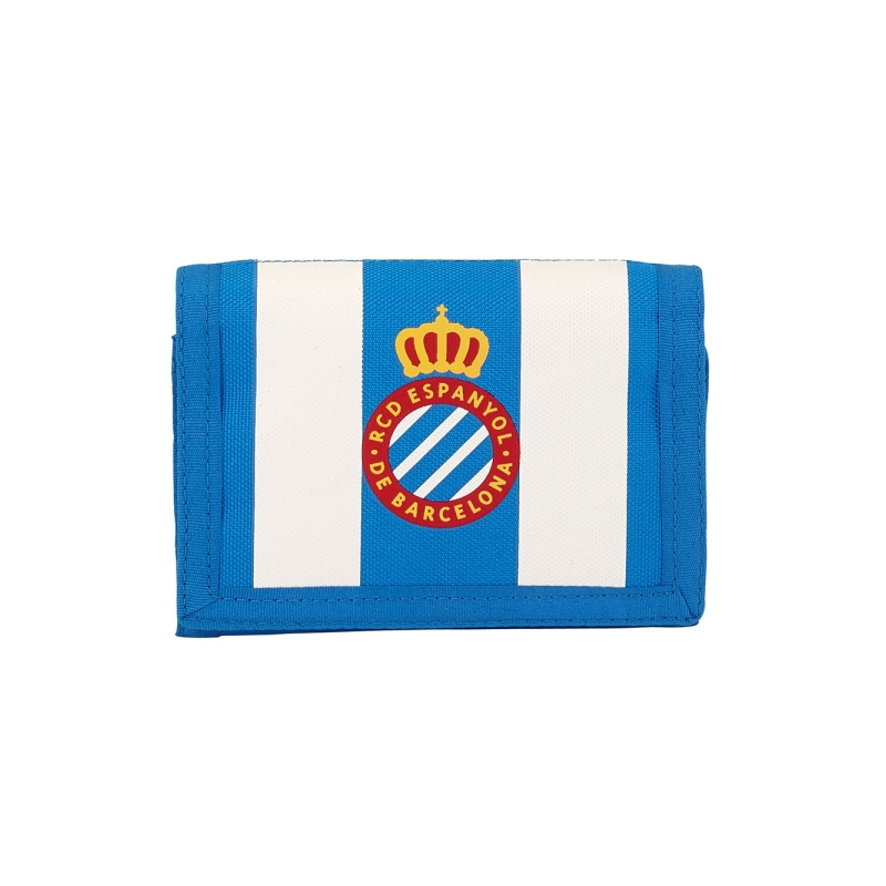 Portefeuille RCD Espanyol bleu et blanc, fermeture velcro