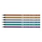 Lot de 6 crayons de couleur métalliques triangulaires Milan - Mine 2,9 mm - Ergonomiques - Incassables - Bois de tilleul