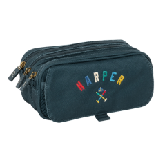 Trousse trois compartiments bleu marine
