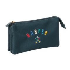 Trousse bleue marine trois compartiments