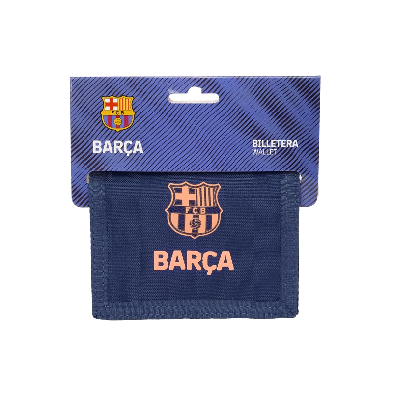 Portefeuille FC Barcelone bleu marine à velcro