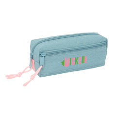 Trousse turquoise à trois compartiments