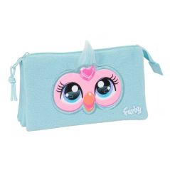Trousse trois compartiments bleu clair