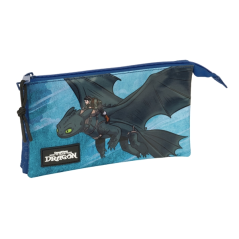 Trousse trois compartiments bleu marine