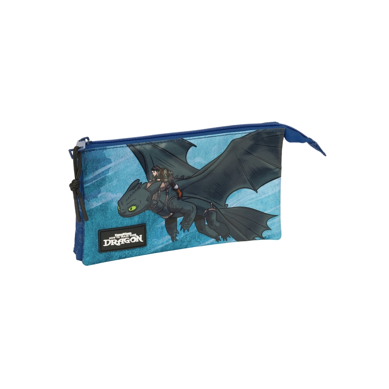 Trousse Dragons 3 compartiments bleu marine Safta Trousse Dragons 3 compartiments bleu marine Safta