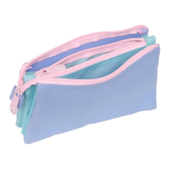 Trousse trois compartiments bleu clair