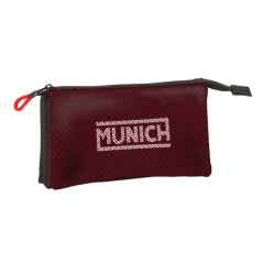 Trousse trois compartiments noir rouge