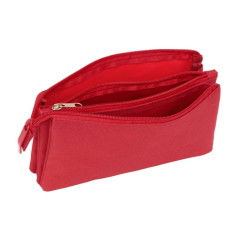 trousse rouge trois compartiments zippés