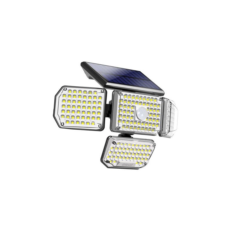 Projecteur Solaire Quadruple Elbat avec Capteur LED 430lm - Détecteur de Mouvement 3 - 5m - Panneau Solaire Intégré 5.5V, 1.5W