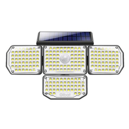 Projecteur Solaire Quadruple Elbat avec Capteur LED 430lm - Détecteur de Mouvement 3 - 5m - Panneau Solaire Intégré 5.5V, 1.5W