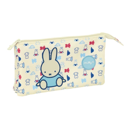 trousse beige Miffy à trois compartiments