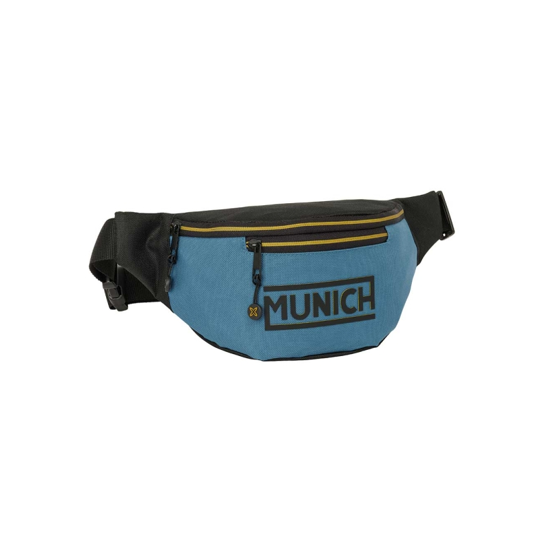 Sac banane Munich noir et bleu 23 x 12 x 9 cm avec poche frontale Sac banane Munich noir et bleu 23 x 12 x 9 cm avec poche frontale
