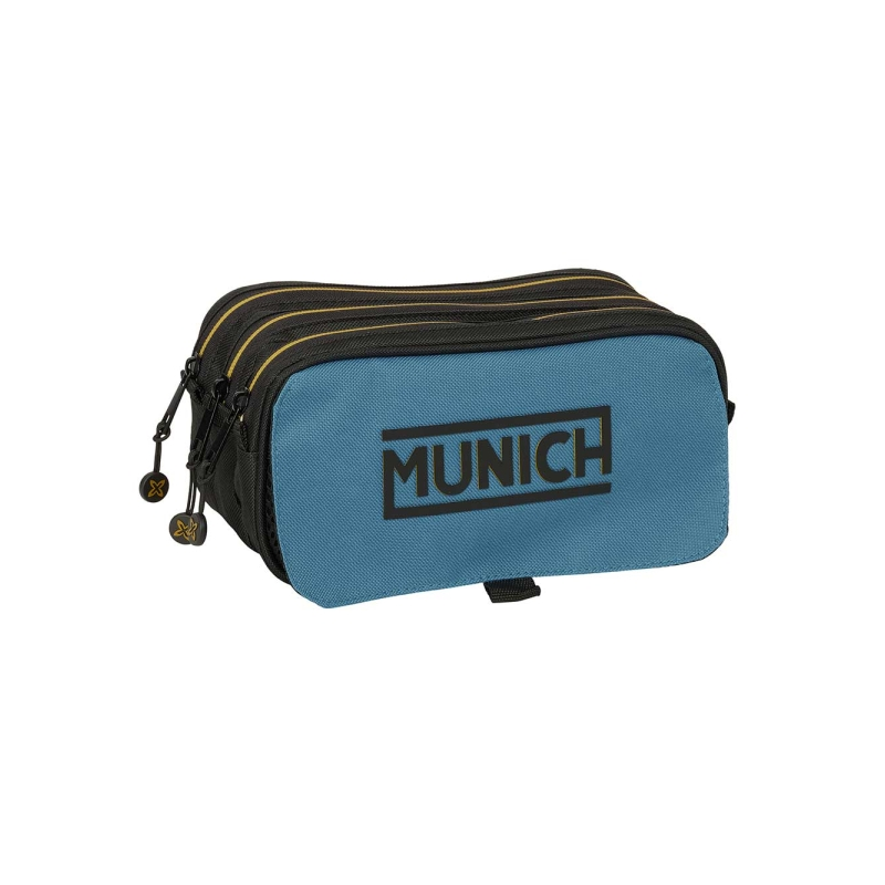 Trousse 3 compartiments Safta Munich noir bleu 21 cm Trousse 3 compartiments Safta Munich noir bleu 21 cm