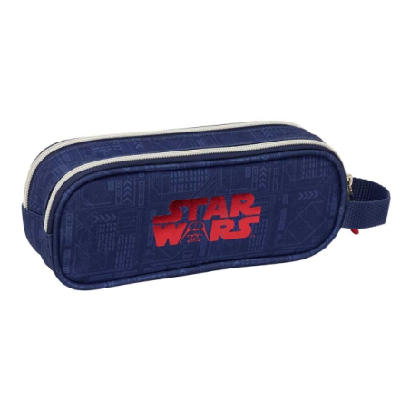 Trousse Star Wars 2 compartiments bleu marine 21x8x6cm