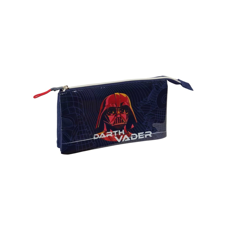 Trousse Star Wars 3 compartiments bleu marine 22x12x3 cm