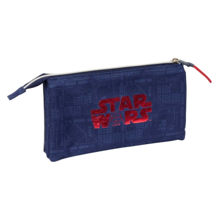 Trousse Star Wars 3 compartiments bleu marine 22x12x3 cm