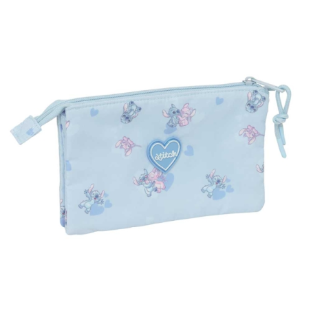 Trousse Safta Stitch 3 compartiments bleu clair 0,6L