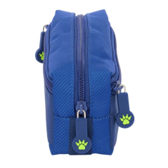 trousse bleue trois compartiments zippés