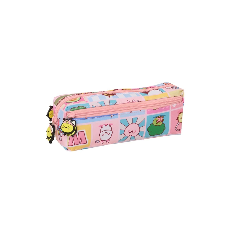 Trousse 3 compartiments Mr. Wonderful rose 22x8,5x6 cm