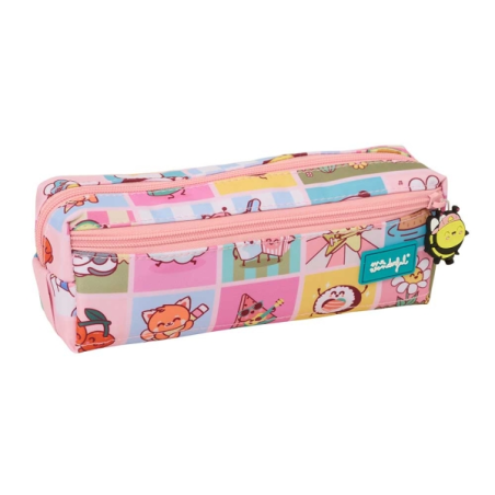 Trousse 3 compartiments Mr. Wonderful rose 22x8,5x6 cm