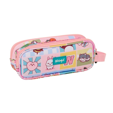 Trousse Mr. Wonderful Comic 2 compartiments rose 21x8x6cm