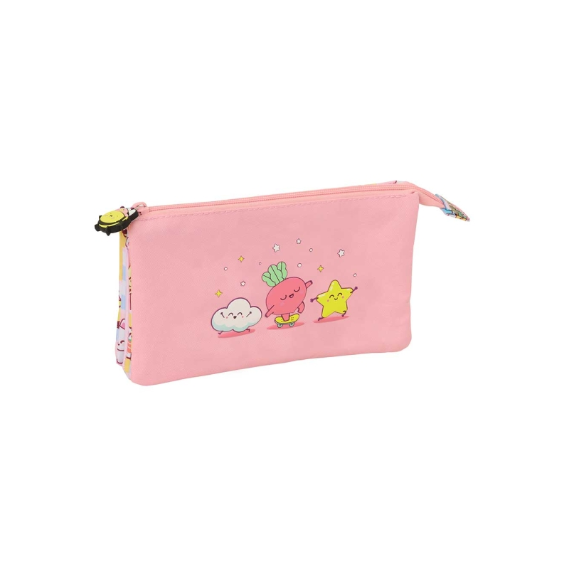 Trousse 3 compartiments Mr. Wonderful rose 22x12x3 cm