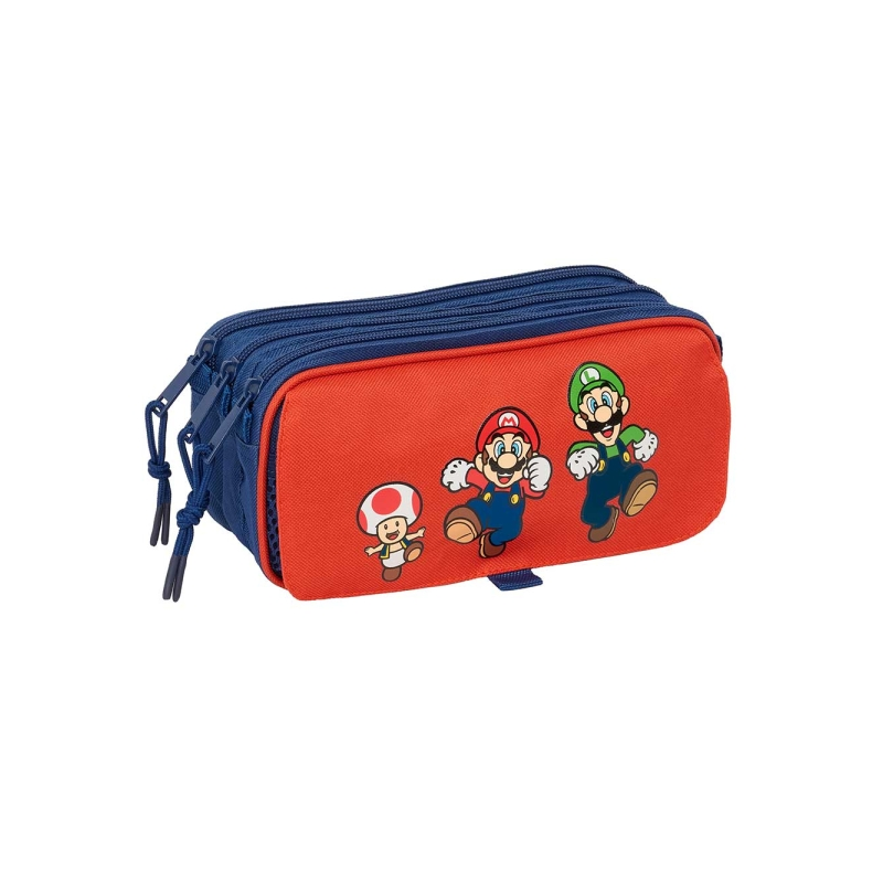 Trousse Super Mario 3 compartiments rouge et bleu 1,72 L