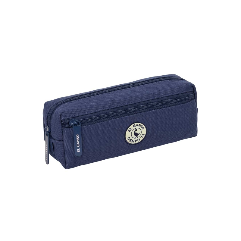 Trousse 3 compartiments zippés bleu marine 22x8,5x6cm