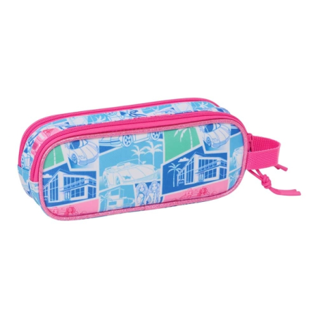 Trousse Barbie 2 compartiments zippés rose 210x60x80 mm