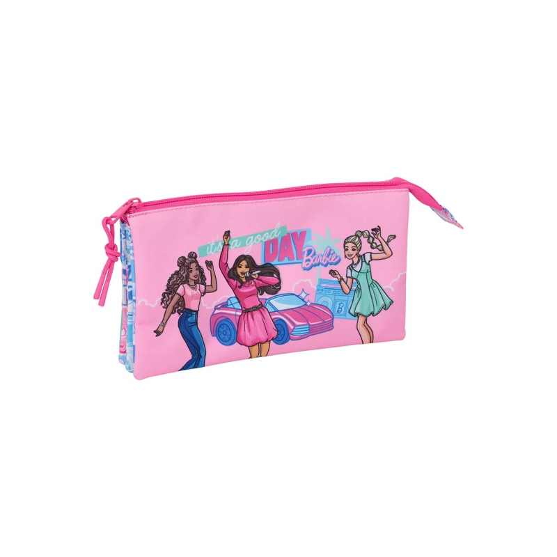 Trousse Barbie 3 compartiments zippés rose 0,6L Trousse Barbie 3 compartiments zippés rose 0,6L