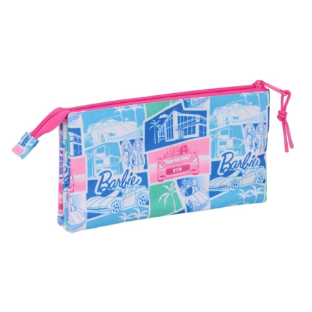 Trousse Barbie 3 compartiments zippés rose 0,6L