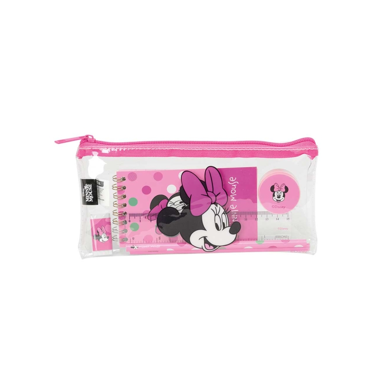 Trousse Minnie Mouse Minty rose avec accessoires scolaires Trousse Minnie Mouse Minty rose avec accessoires scolaires