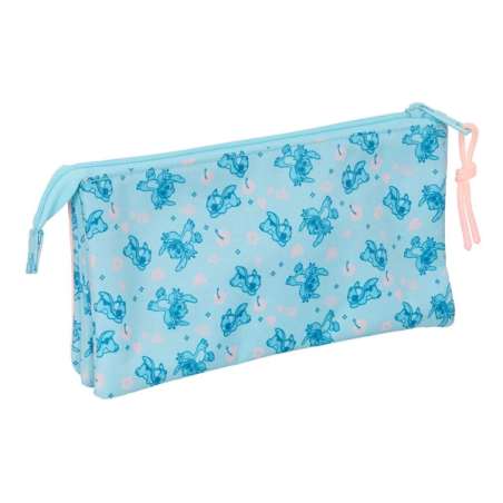 Trousse Safta Stitch Ohana 3 compartiments bleu clair 0,6L