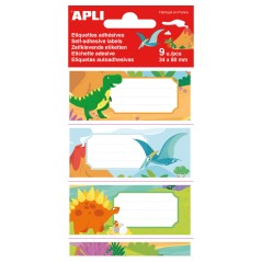✅ LOT de 5 Étiquettes adhésives Apli Dinosaur School - Taille 81x36mm - 9 étiquettes adhésives permanentes d en stock