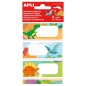 LOT de 5 Étiquettes adhésives Apli Dinosaur School - Taille 81x36mm - 9 étiquettes adhésives permanentes de haute qualité