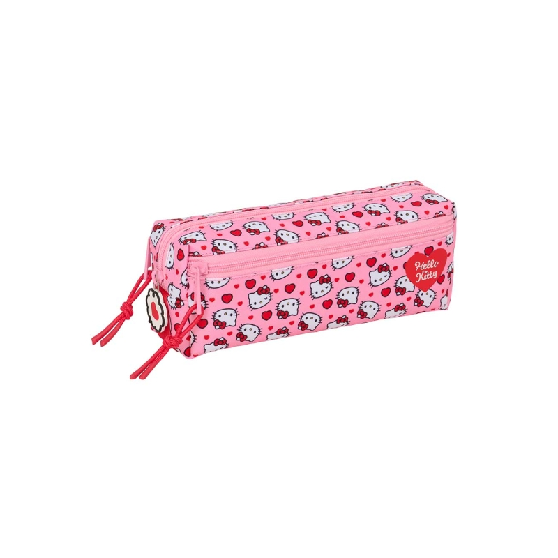 Trousse Hello Kitty 3 compartiments zippés rose 0,98L