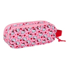 Trousse Hello Kitty 2 compartiments zippés rose 210x60x80 mm