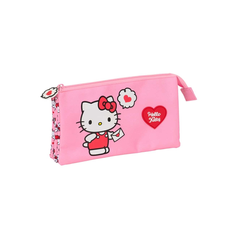 Trousse Hello Kitty 3 compartiments zippés rose 0,6L