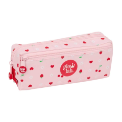 trousse rose trois compartiments zippés