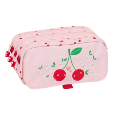 Trousse rose trois compartiments fruits