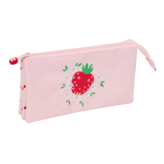trousse rose trois compartiments fruits