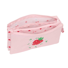 trousse rose trois compartiments fruits