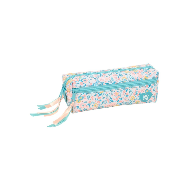 Trousse Safta Moos Fiori 3 compartiments bleu clair recyclée