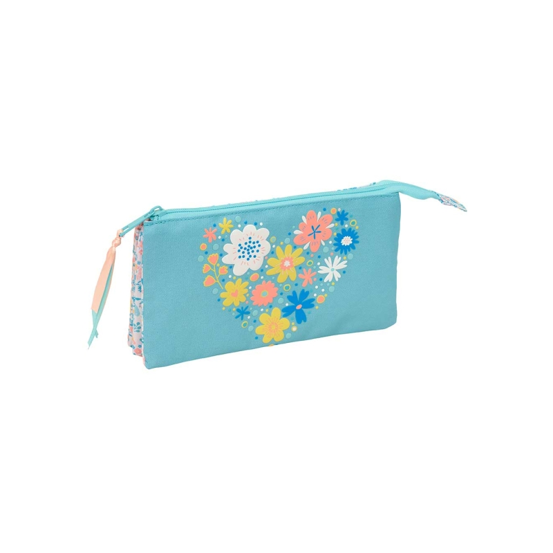 Trousse Safta Moos Fiori 3 compartiments bleu clair 0,6L Trousse Safta Moos Fiori 3 compartiments bleu clair 0,6L