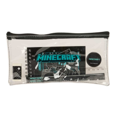 Trousse Minecraft noire transparente accessoires