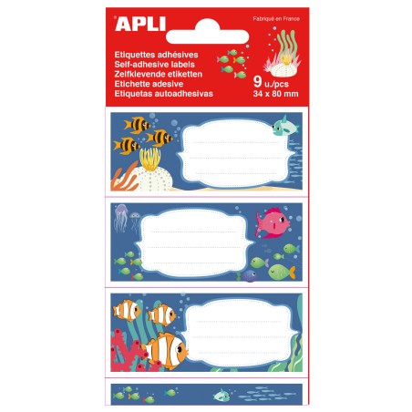 ✅ LOT de 5 Étiquettes adhésives Apli Seabed School - Taille 81x36mm - Adhésif permanent de haute qualité - I en stock