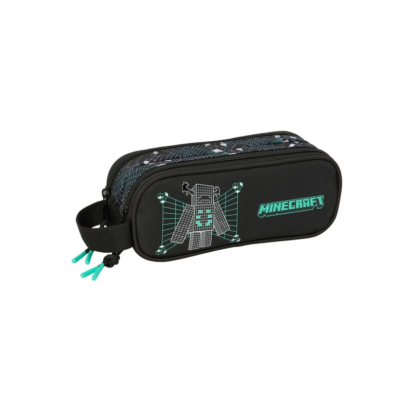 Trousse Minecraft 2 compartiments noir 21x8x6cm