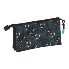 Trousse Minecraft 3 compartiments noir 22x12x3 cm