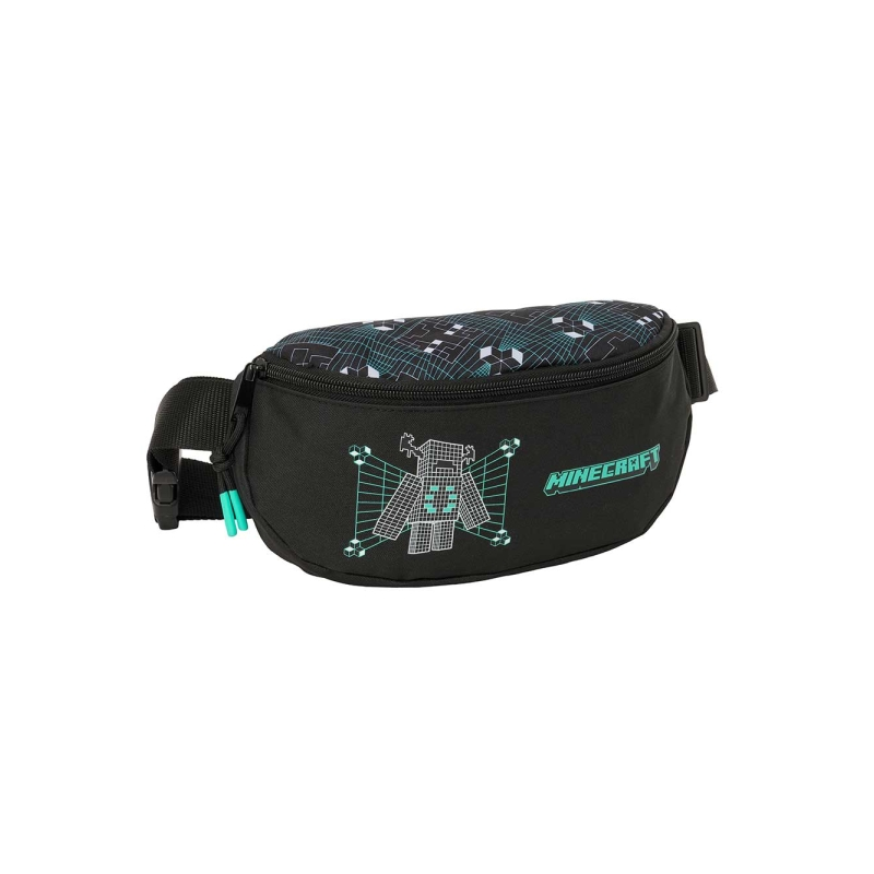 Sac banane Minecraft noir 23x14x9 cm avec fermeture éclair