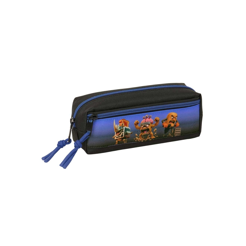 Trousse 3 compartiments Safta Brainrot noir bleu 22x8,5x6 cm